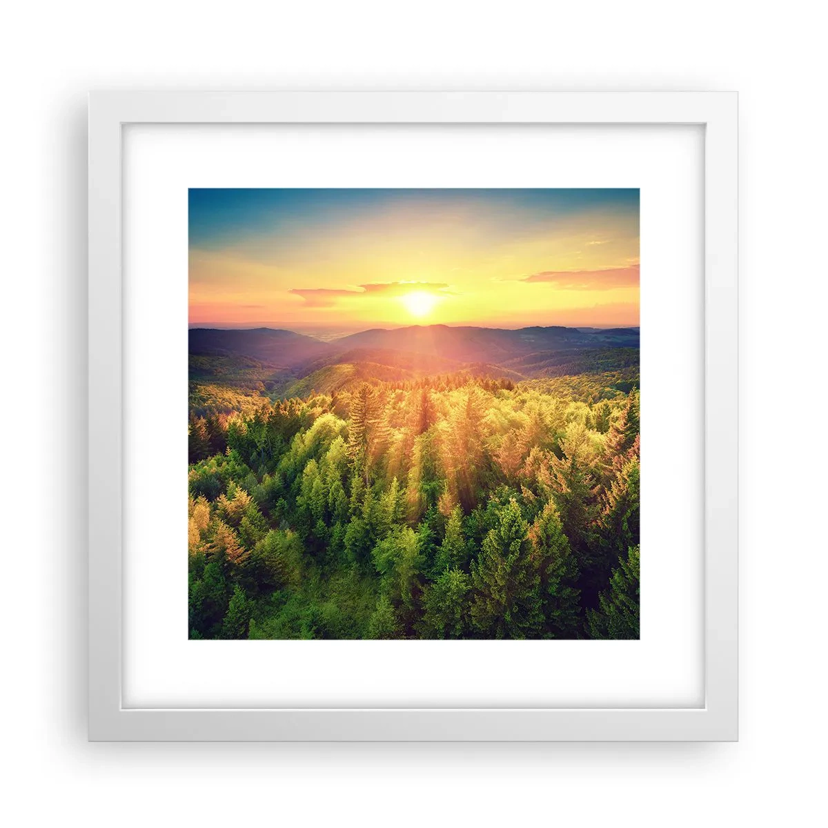 Plakat i hvid ramme - Toppe og bjergtoppe - 30x30 cm