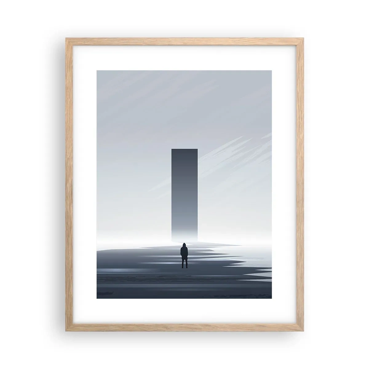 Plakat i ramme af lyst egetræ - Mulighed eller trussel? - 40x50 cm