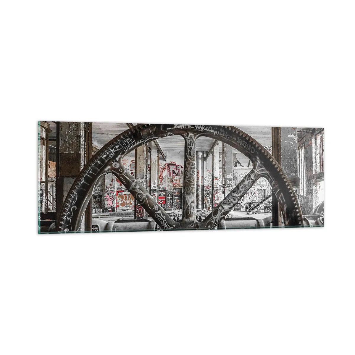 Billede på glas - Fabrikkens hemmelige liv - 90x30 cm