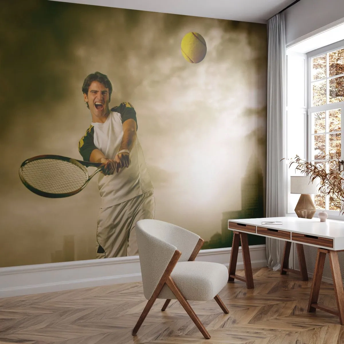 Fototapet Premium Sand - Energi og glæde - Sport, Tennis, Tennisspiller - 100x70 cm
