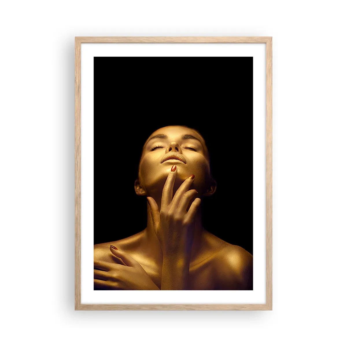 Plakat i ramme af lyst egetræ - Som gylden silke - 50x70 cm