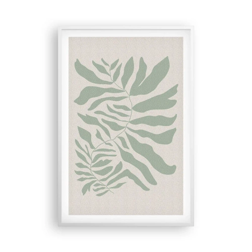 Plakat i hvid ramme - Smaragdgrøn gren - 61x91 cm