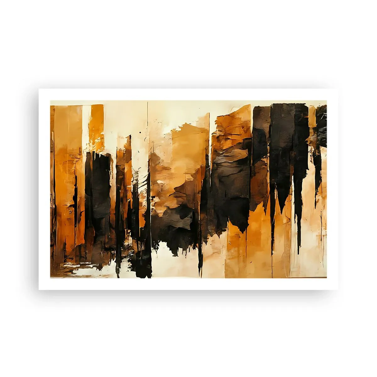 Plakat - Harmoni af sort og guld - 91x61 cm