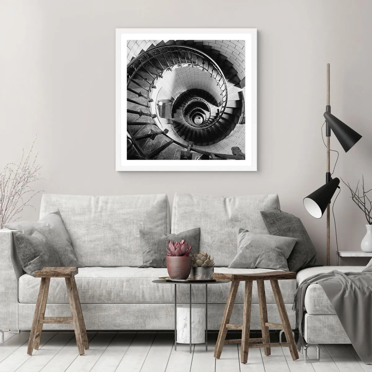 Plakat i hvid ramme - Højt og højere - 50x50 cm