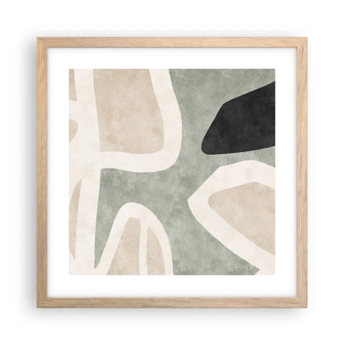 Plakat i ramme af lyst egetræ - Komposition med et sort tema - 40x40 cm