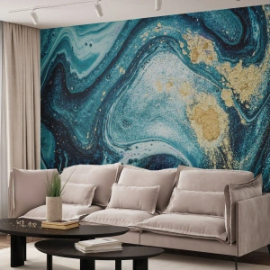 Fototapet Premium Sand - Blå boblebad - Abstraktion, Stykke, Moderne mønster - 100x70 cm