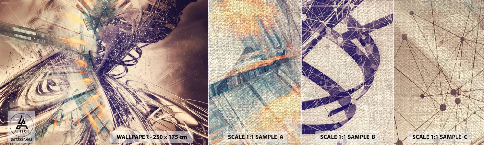 Prøve Fototapet Premium Canvas - I stor hast - Abstraktion, Stykke, Grafik - 100x30 cm