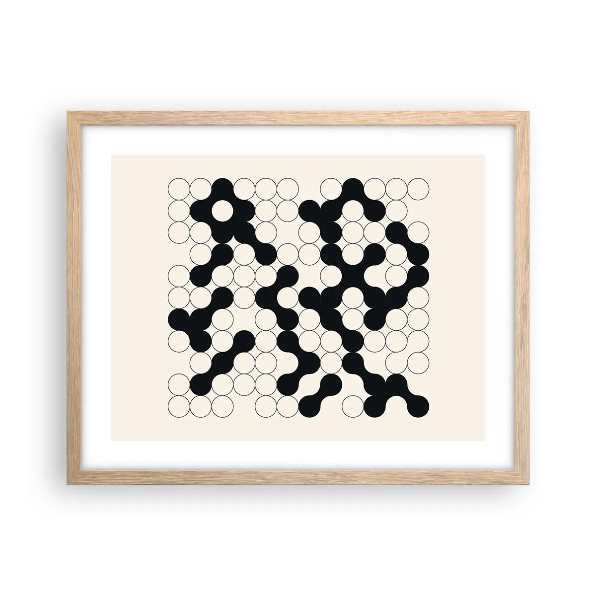 Plakat i ramme af lyst egetræ - Kinesisk spil - variation - 50x40 cm