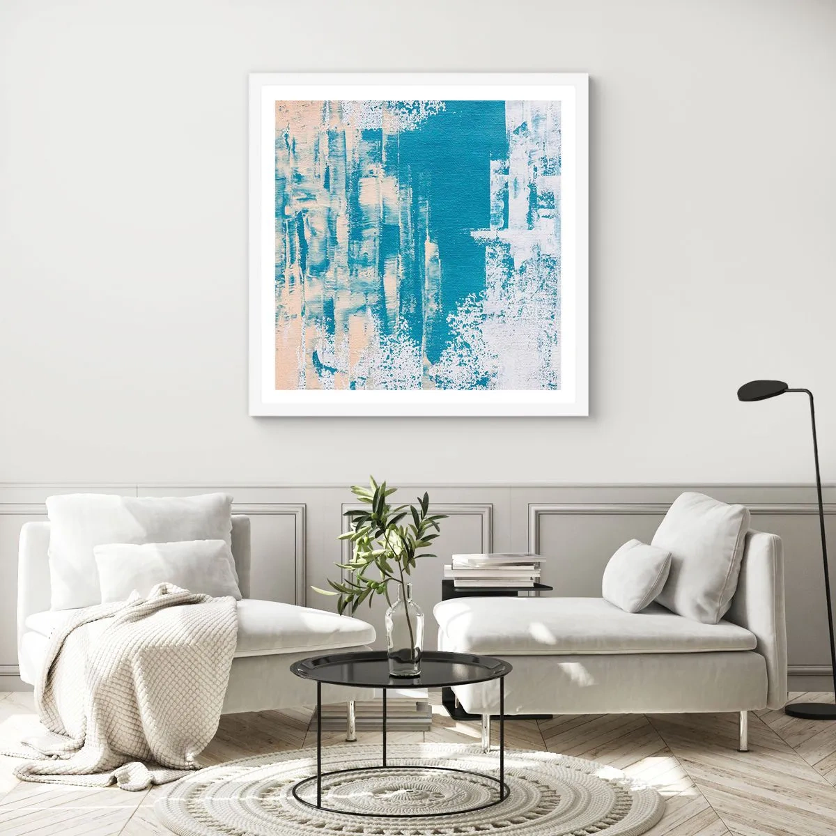 Plakat i hvid ramme - Gennem istappen - 60x60 cm