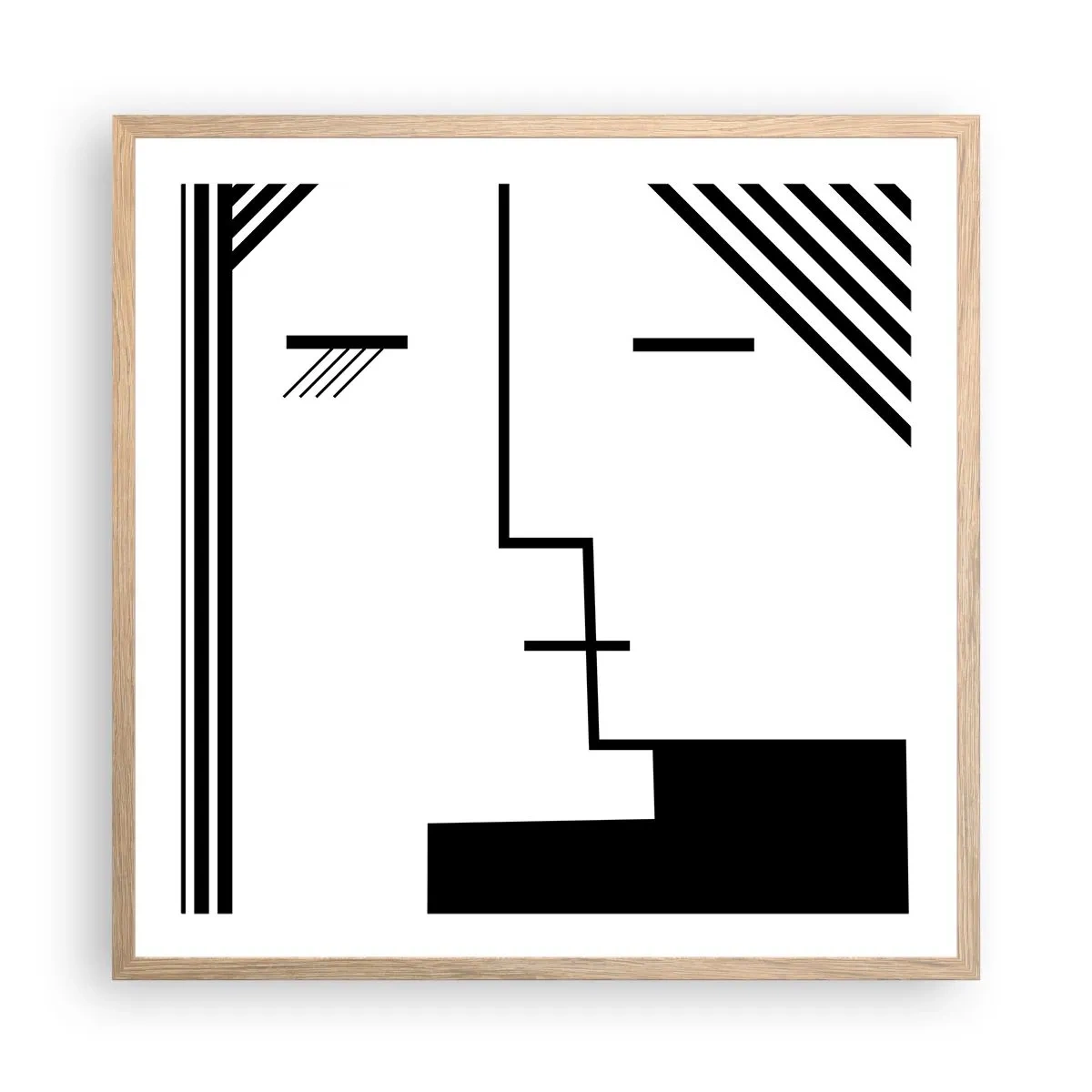 Plakat i ramme af lyst egetræ - Bare et kys - 60x60 cm