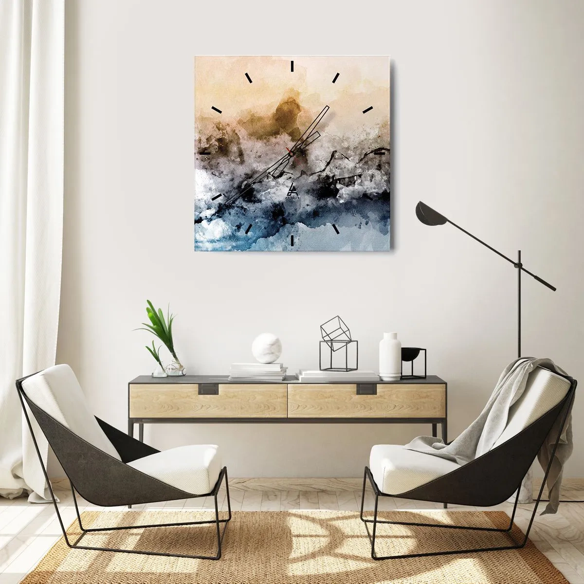 Vægur, Uret - Sænket i en tågesvirvel - 40x40 cm