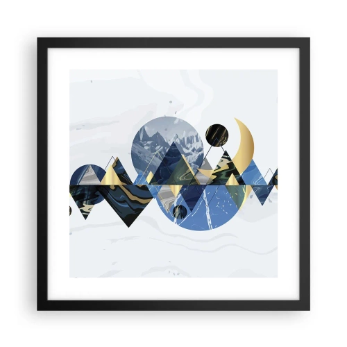 Plakat i sort ramme - Geometrisk landskab - 40x40 cm