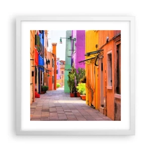 Plakat i hvid ramme - Regnbue gyde - 40x40 cm