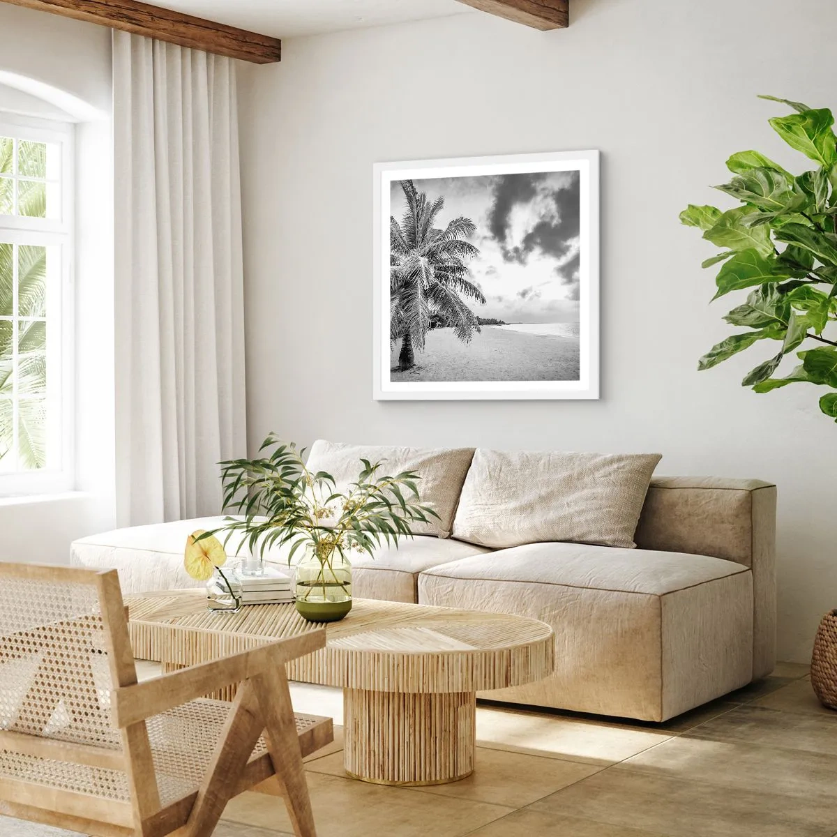 Plakat i hvid ramme - Når du længes efter ensomhed.... - 60x60 cm