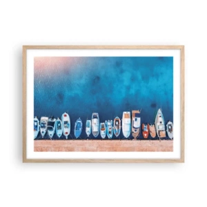 Plakat i ramme af lyst egetræ - I én række - 70x50 cm