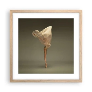 Plakat i ramme af lyst egetræ - Den er ved at flyve - 40x40 cm