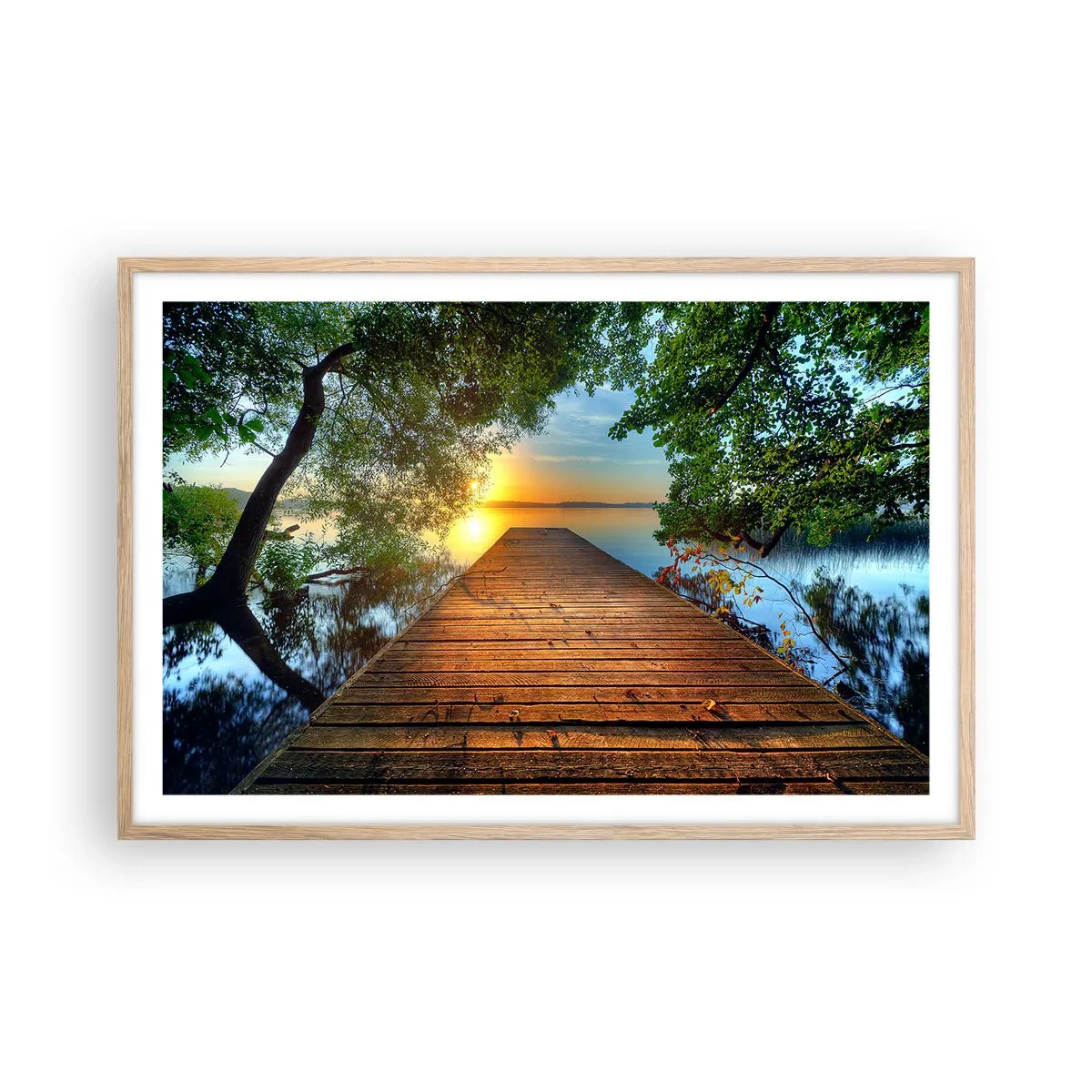 Plakat i ramme af lyst egetræ - Tag dig god tid, sæt dig ned - 91x61 cm