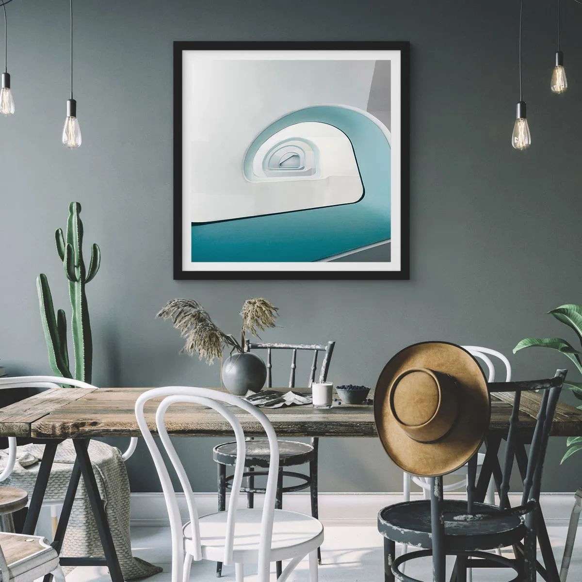 Plakat i sort ramme - Til bunden af det blå - 40x40 cm