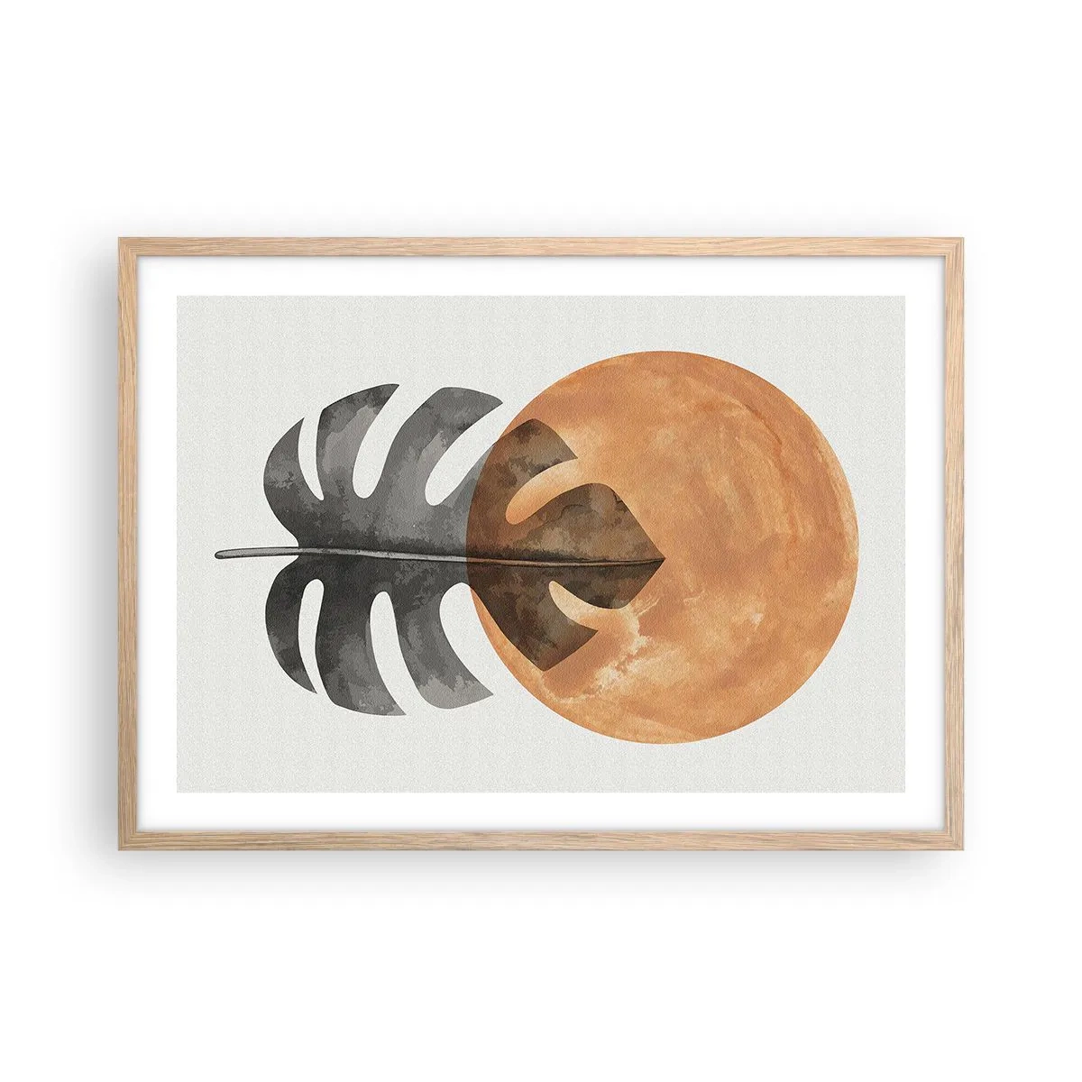 Plakat i ramme af lyst egetræ - Altid solen - 70x50 cm