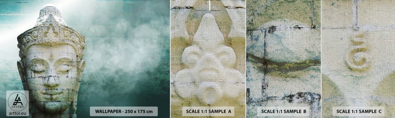 Prøve Fototapet Premium Canvas - På jagt efter lys - Buddha, Buddha statue, Asien - 100x30 cm
