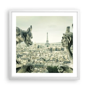 Plakat i hvid ramme - Parisisk chat - 50x50 cm