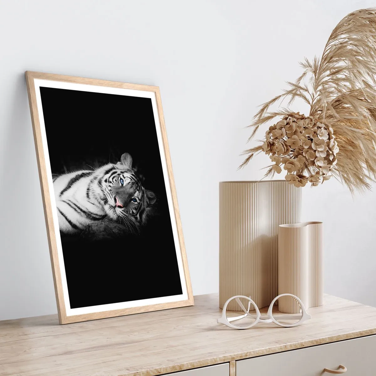 Plakat i ramme af lyst egetræ - Vildskab og fred - 30x40 cm