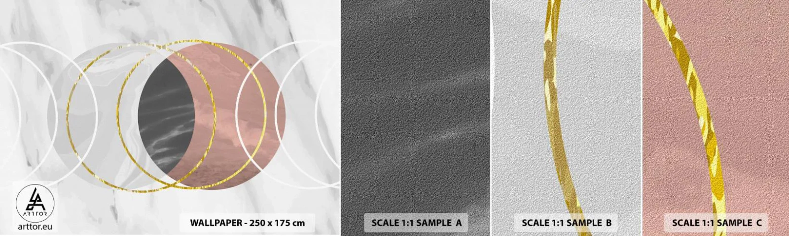 Prøve Fototapet Selvklæbende Deluxe Sticker - Sfærernes musik - Abstraktion, Stykke, Distrikter - 100x30 cm