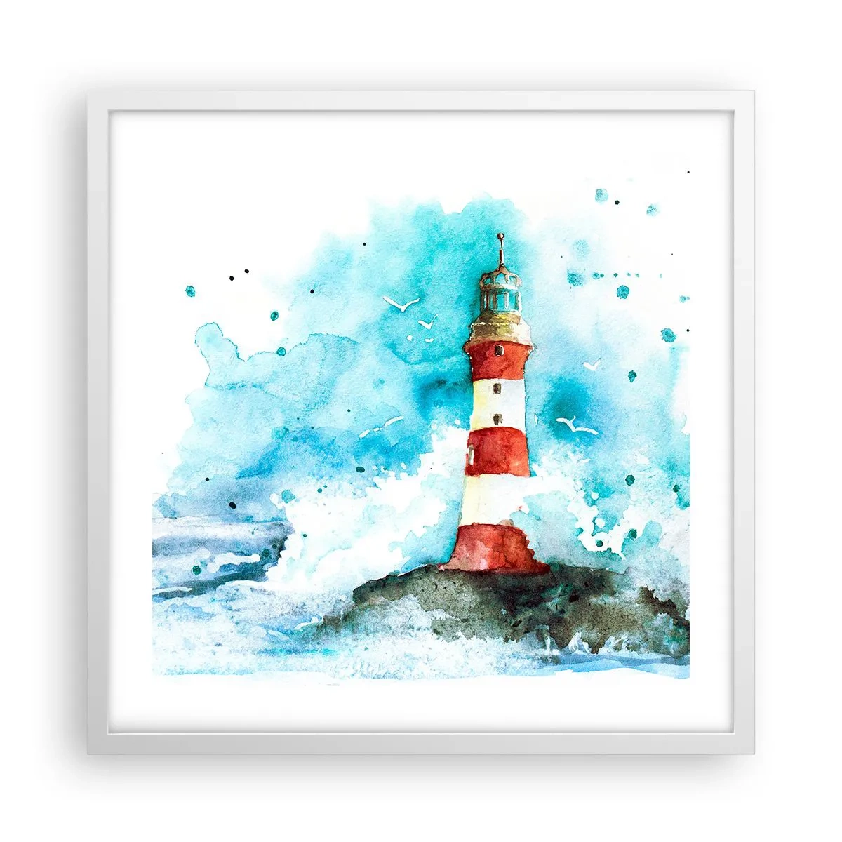 Plakat i hvid ramme - Elementernes enhed - 50x50 cm