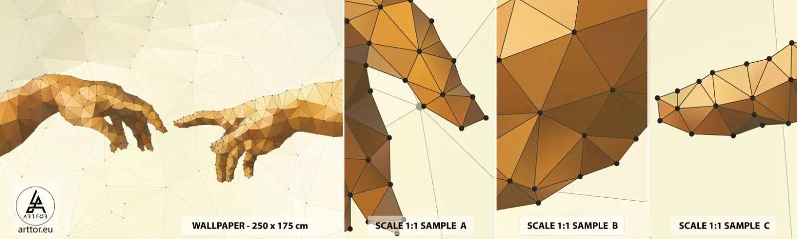 Fototapet Prøve Standard Eco - Guddommelig geometri - Moderne kunst, Hænder, Stykke - 100x30 cm