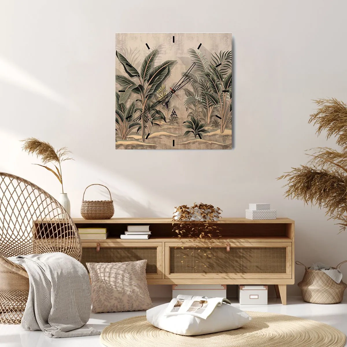 Vægur, Uret - Gravering i kolonistil - 30x30 cm