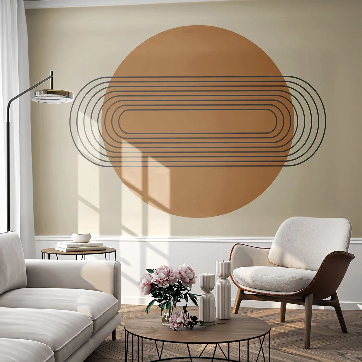 Fototapet Premium Sand - Den perfekte plan - Abstraktion, Grafik, Moderne mønster - 250x175 cm