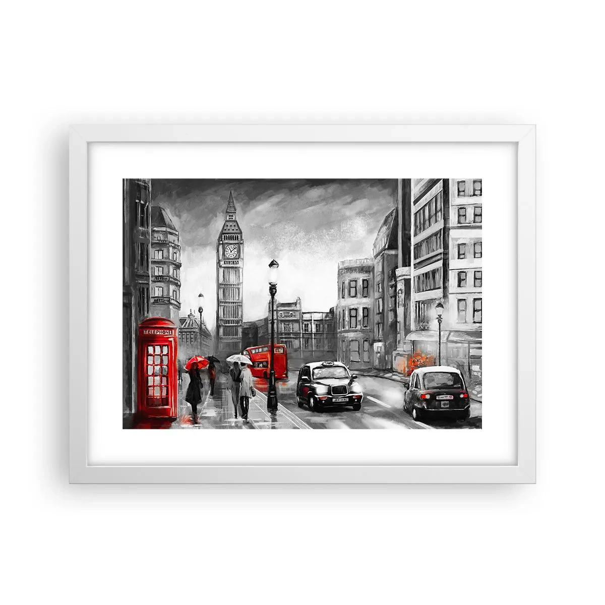 Plakat i hvid ramme - Overhovedet ikke en grå by - 40x30 cm