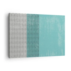 Lærredstryk - Billede på lærred - Geometrisk komposition med turkis og linjer - 70x50cm - Balanceret sammensætning - Moderne vægdekoration til stue og soveværelse ARTTOR