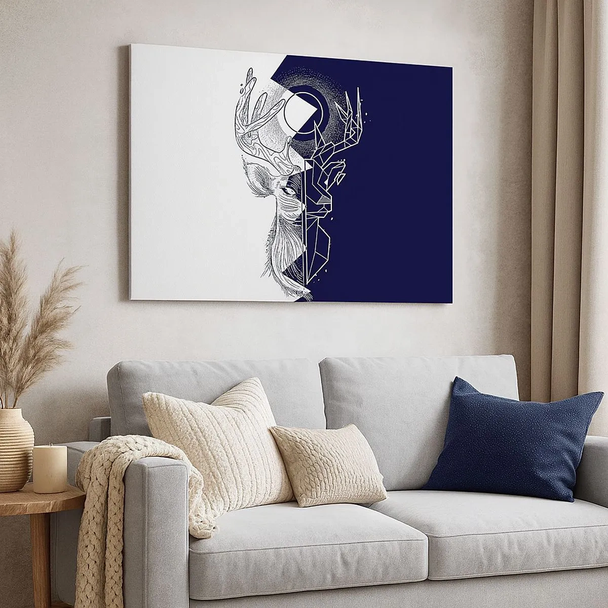 Lærredstryk - Billede på lærred - Geometri og natur i en symbolsk komposition - 70x50cm - Modsætningernes kamp og enhed - Moderne vægdekoration til stue og soveværelse ARTTOR