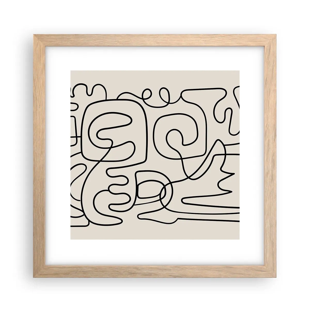 Plakat i ramme af lyst egetræ - På sporet - 30x30 cm