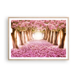 Plakat i ramme af lyst egetræ - Vejen til paradis - 100x70 cm