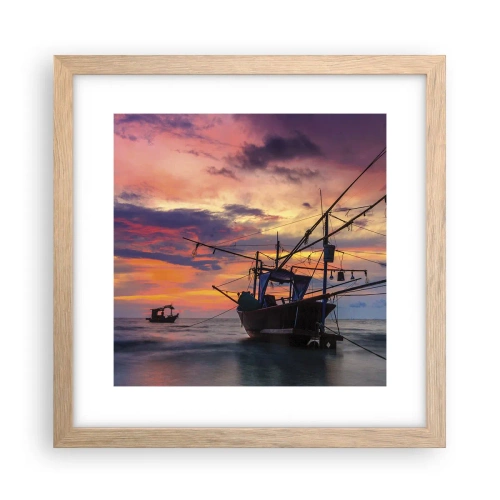 Plakat i ramme af lyst egetræ - En eksotisk aften - 30x30 cm