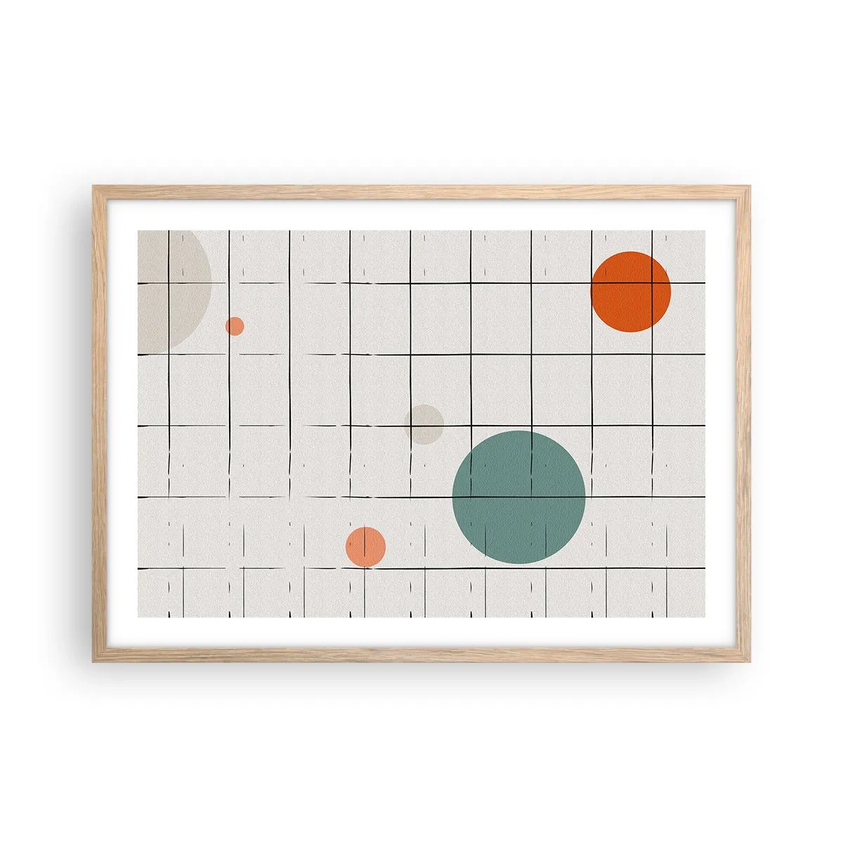 Plakat i ramme af lyst egetræ - Fanget i en fælde. Os eller dem? - 70x50 cm