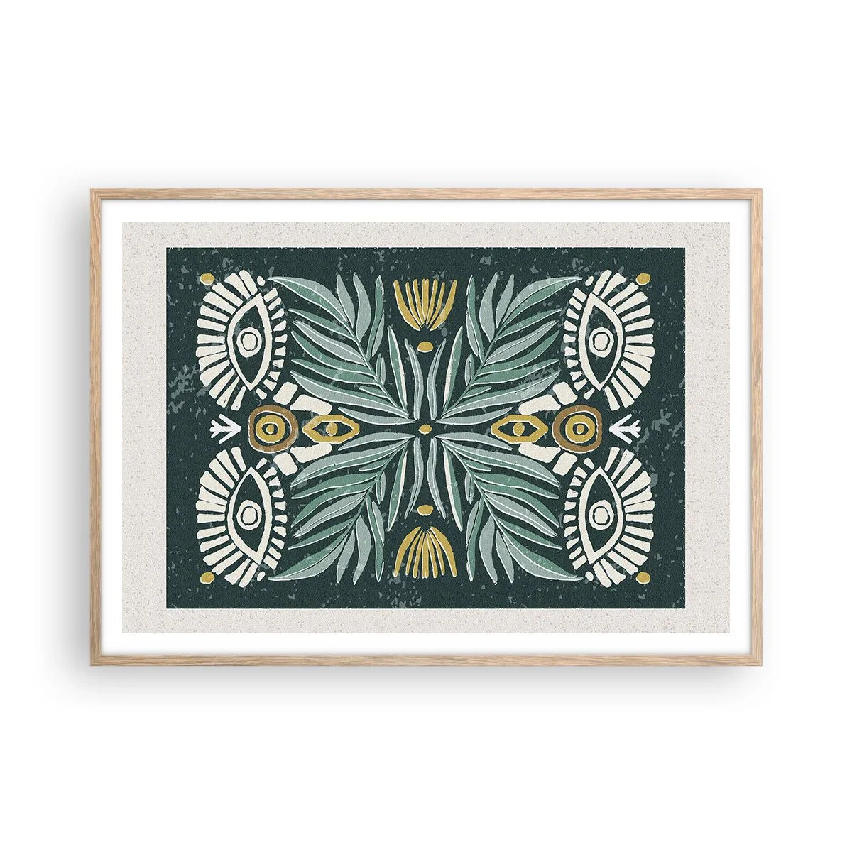 Plakat i ramme af lyst egetræ - Som en folkeudskæring - 100x70 cm