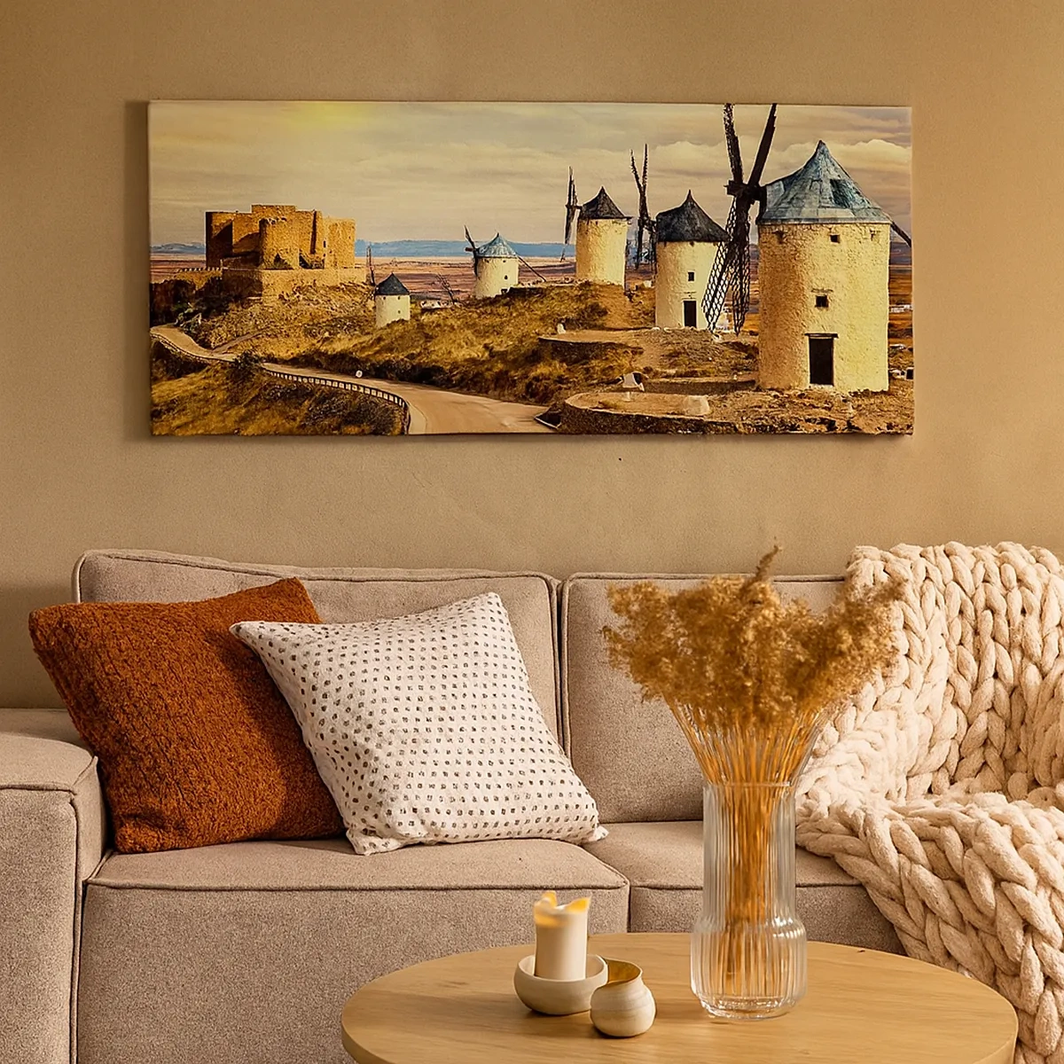 Lærredstryk - Billede på lærred - Don Quixote er ved at dukke op - 30x30 cm