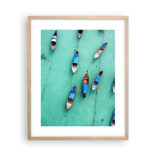 Plakat i ramme af lyst egetræ - I glædelig forventning - 40x50 cm