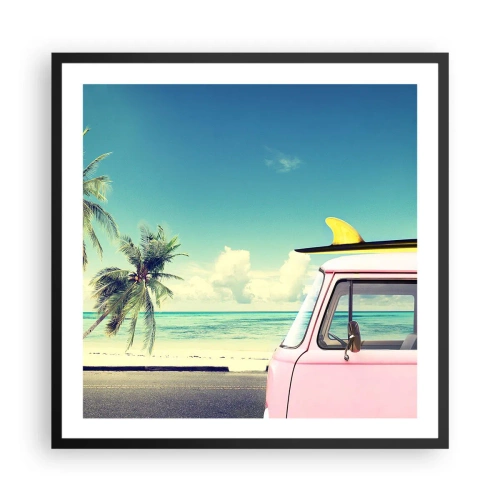 Plakat i sort ramme - Ferietid til at starte - 60x60 cm