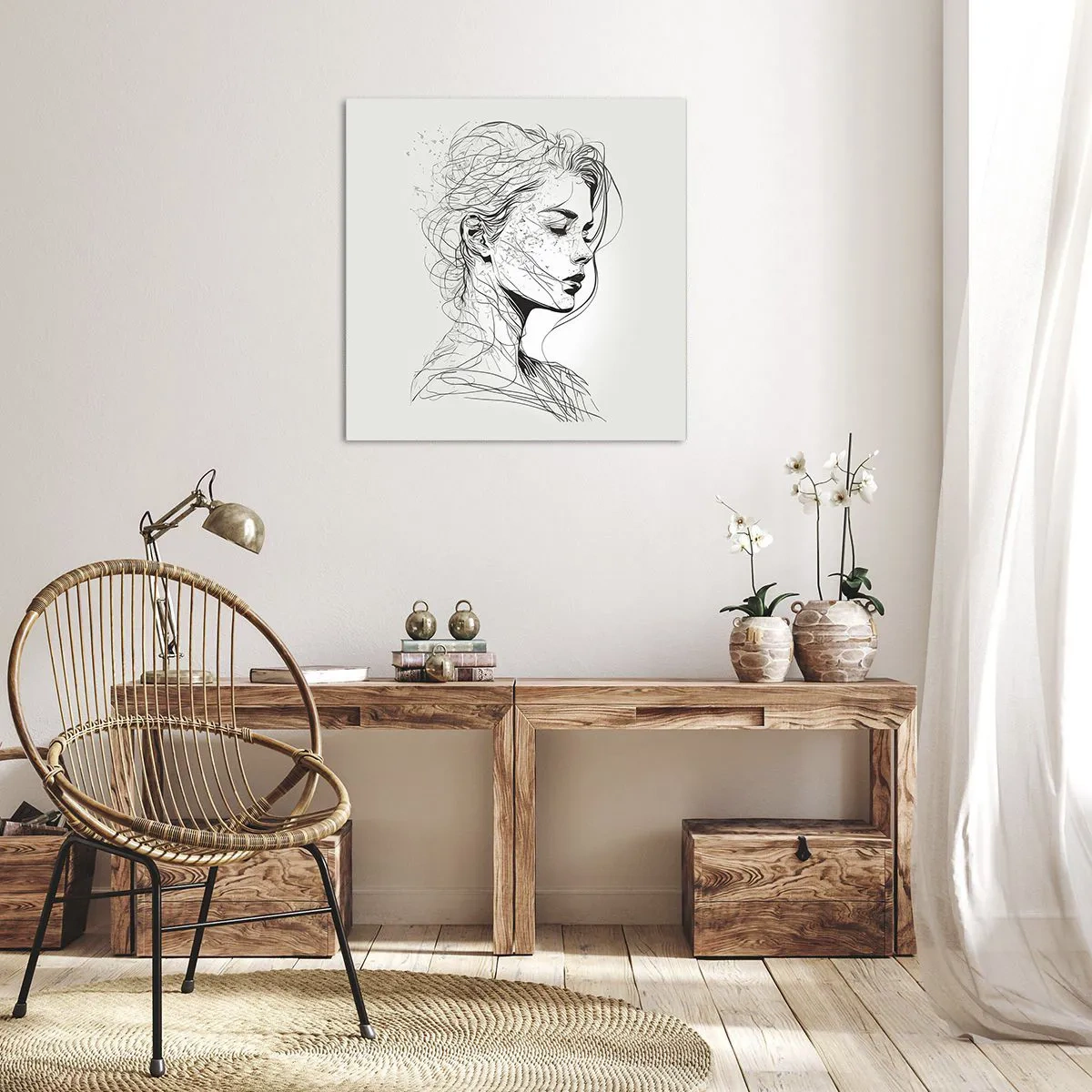 Lærredstryk - Billede på lærred - Portræt i drømmeri - 30x30 cm