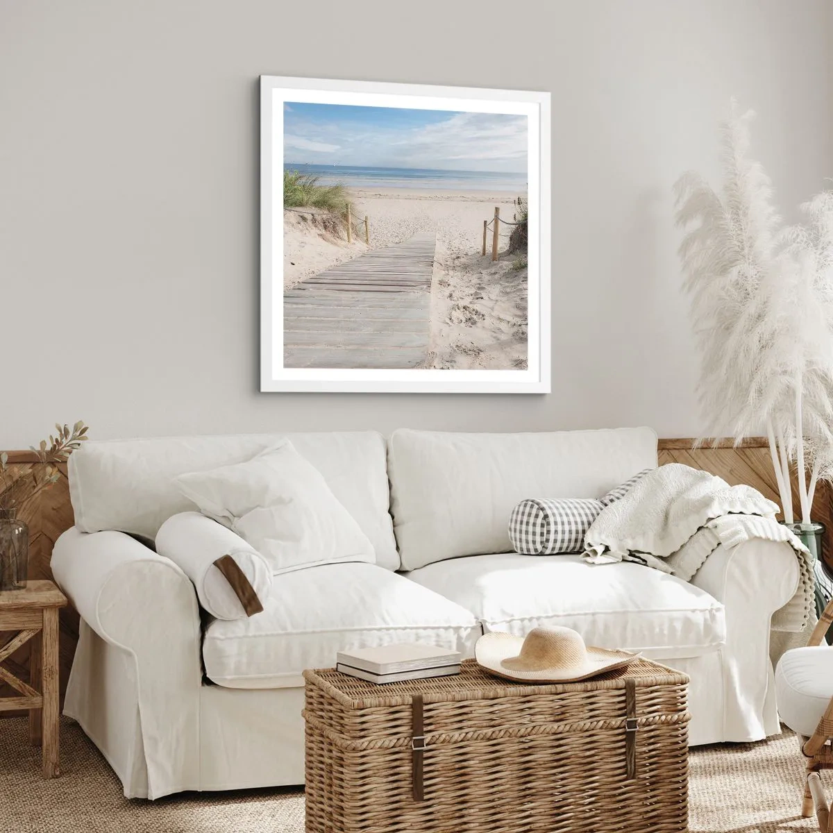 Plakat i hvid ramme - Ud over horisonten - 40x40 cm