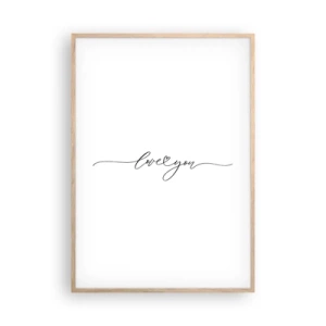 Plakat i ramme af lyst egetræ - Sort og hvid - 70x100 cm