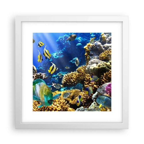 Plakat i hvid ramme - Tung trafik på feriestien - 30x30 cm