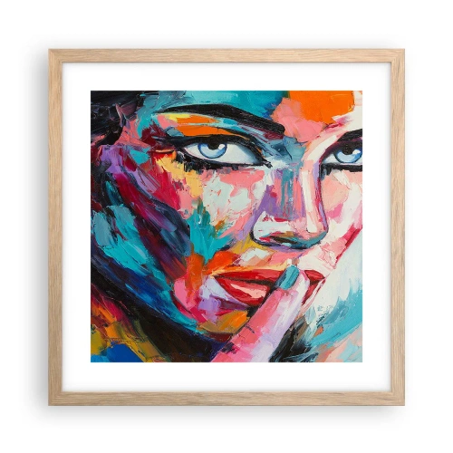 Plakat i ramme af lyst egetræ - Vores første hemmelighed - 40x40 cm