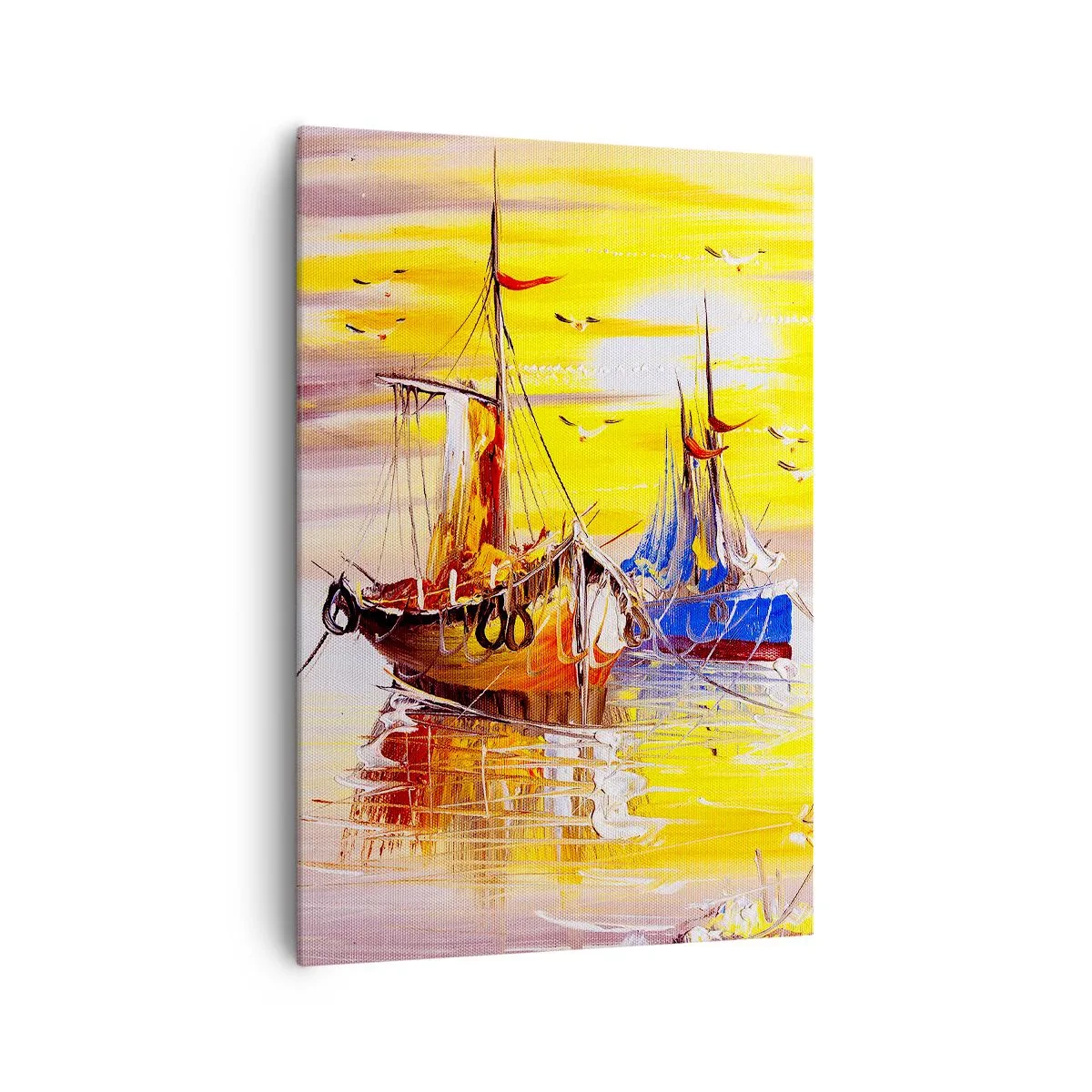 Lærredstryk - Billede på lærred - Et velfortjent hvil i havnen - 70x100 cm
