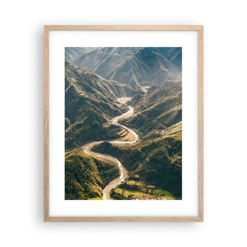 Plakat i ramme af lyst egetræ - Direkte fra hjertet af bjergene - 40x50 cm