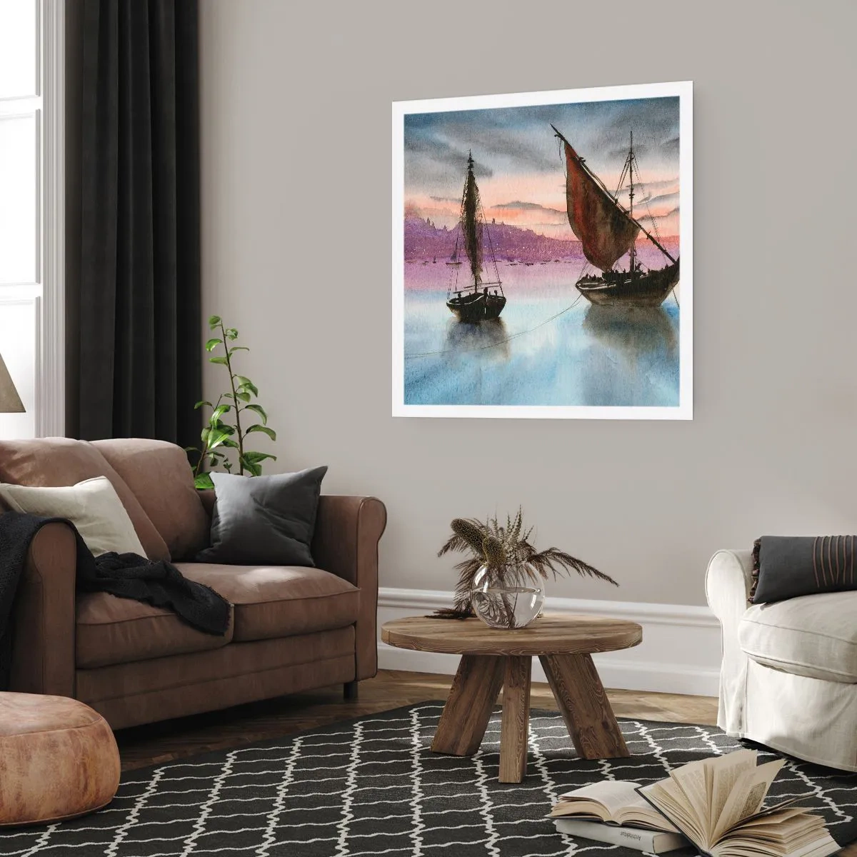 Plakat - Aften i havnen - 30x30 cm